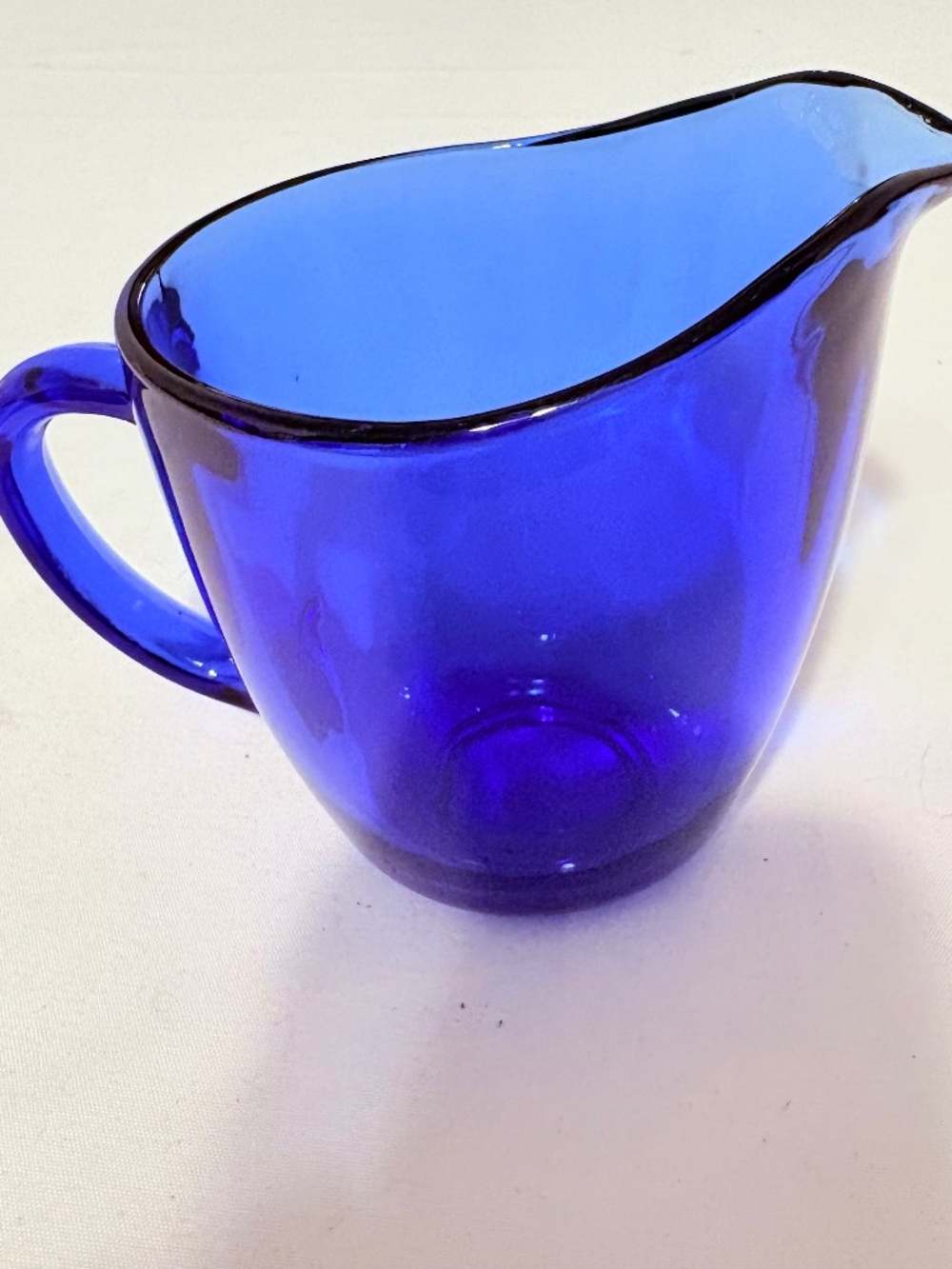 Vintage Anchor Hocking Presence Cobalt Blue Glass Creamer Pitcher 3.5"